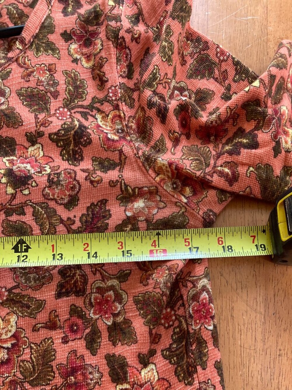 Sundance Floral Waffle Knit Top Embroidered Henley Orange - Medium (runs small?) - Picture 8 of 10